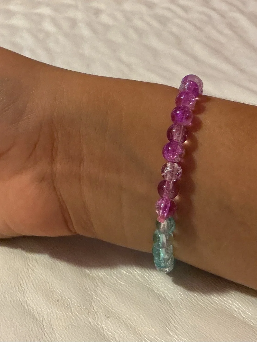 Pink and Teal Beaded Stretch Bracelet - Women's Jewelry